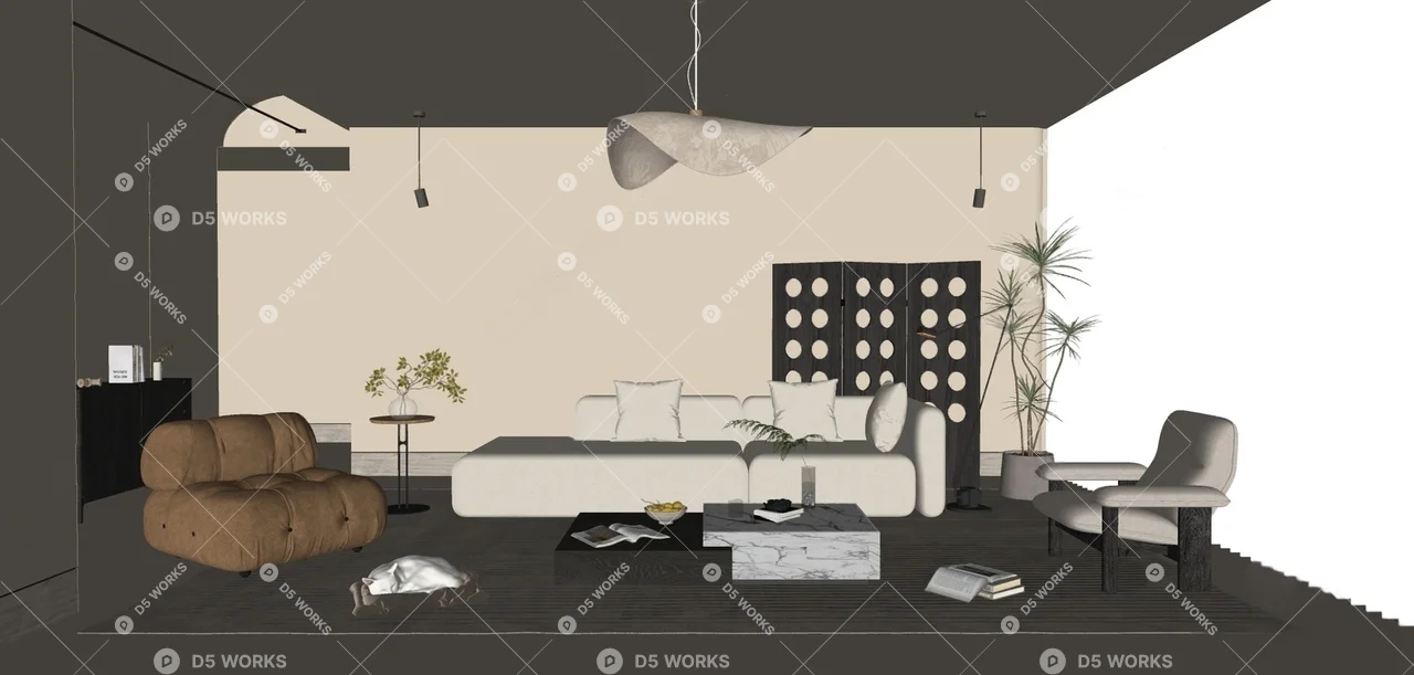 Home Living Room 3d model thumbnail 2