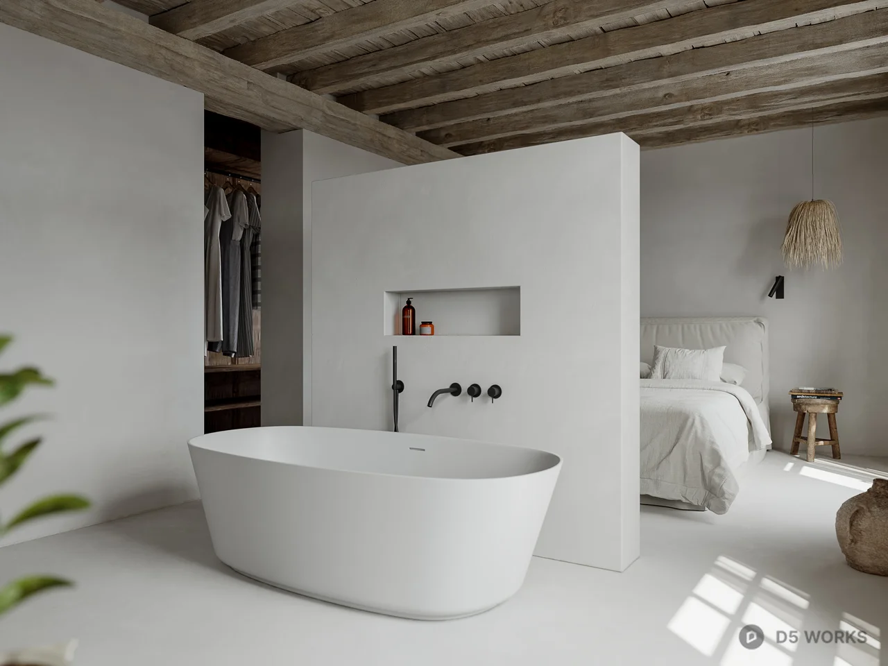 Minimalist Japanese Style Guest Room 3d model thumbnail 3