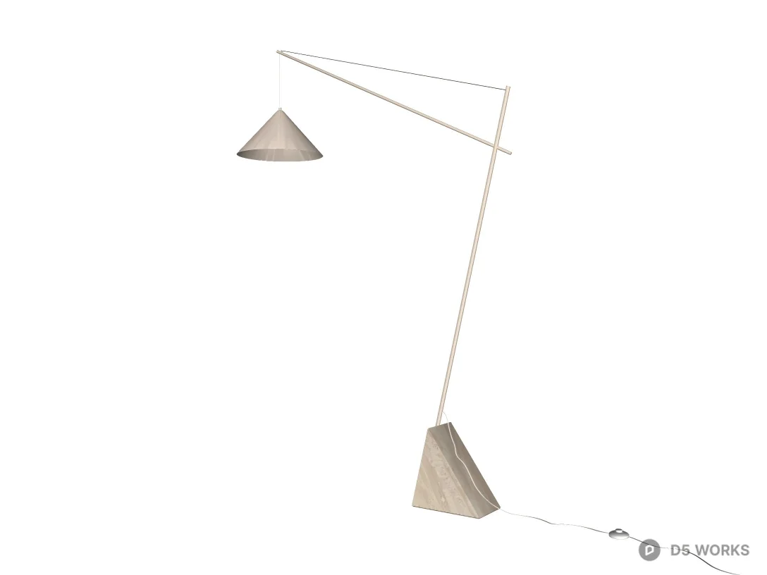 Minimalist Geometric Cantilever Floor Lamp 3d model thumbnail 2
