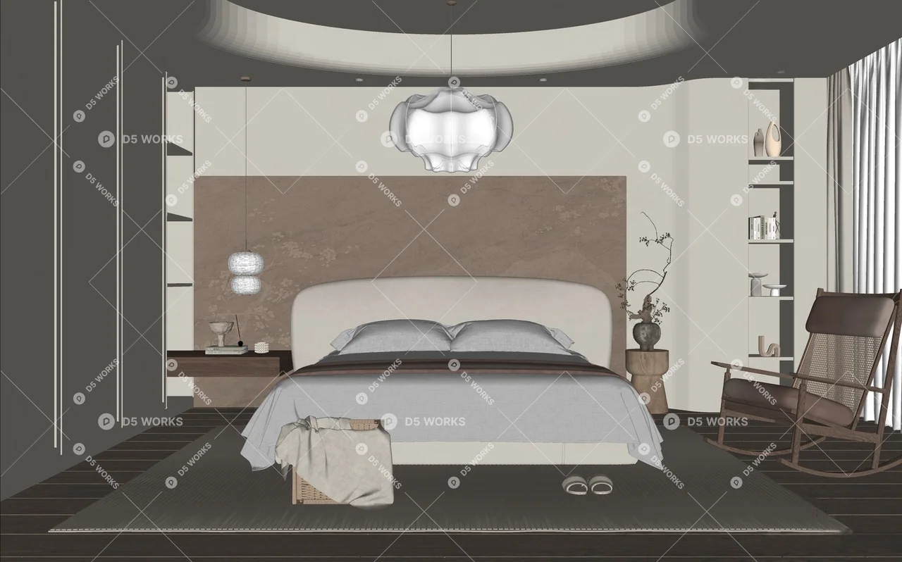 Wabi-Sabi Home Bedroom 3d model thumbnail 2
