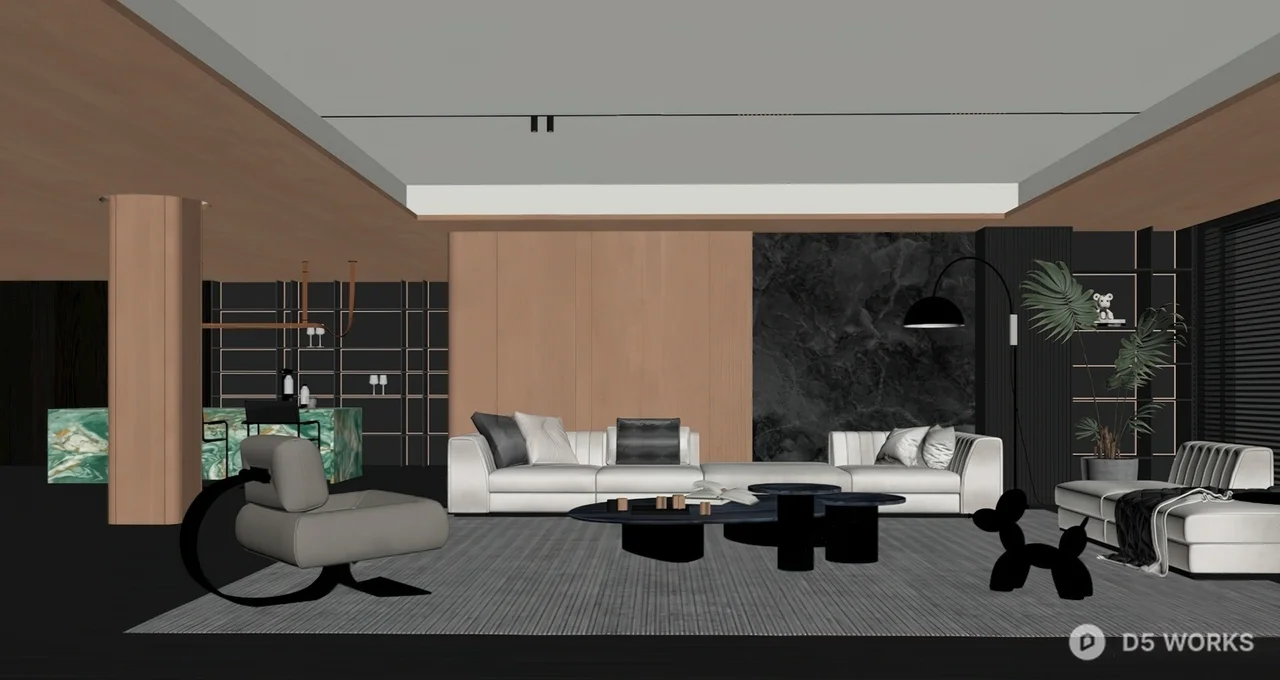 Modern Minimalist Living Room with Neutral Tones 3d model thumbnail 2