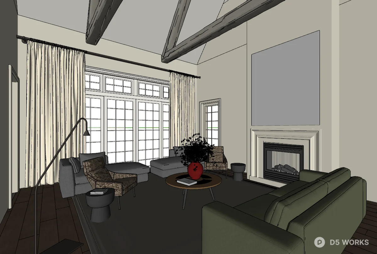 Villa Living Room 3d model thumbnail 3
