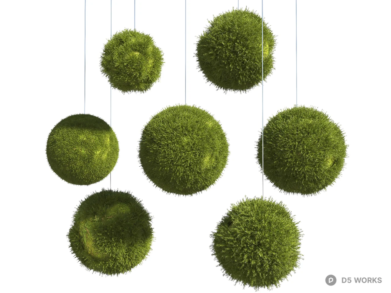 Suspended Moss Sphere Installation 3d model - Image 1