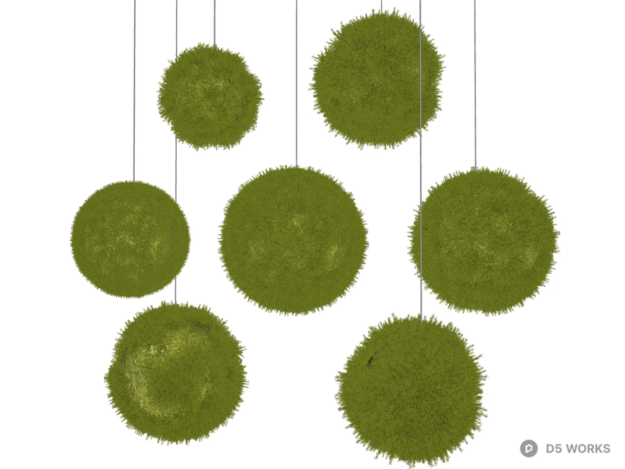 Suspended Moss Sphere Installation 3d model thumbnail 3