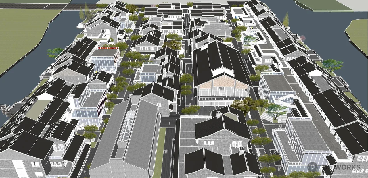 Modern Commercial Pedestrian Street With Greenery And Tiered Architecture 3d model thumbnail 5