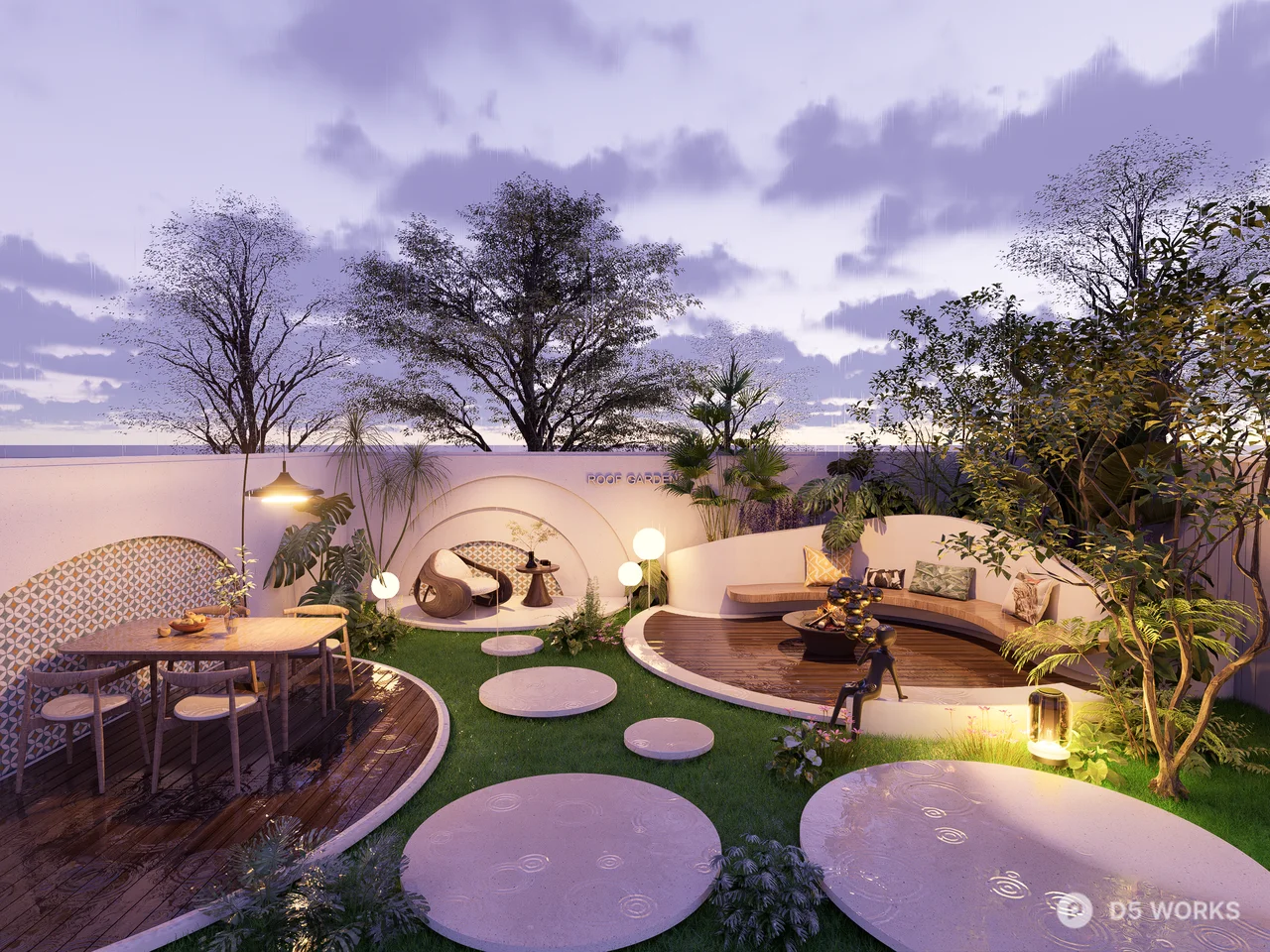 Modern Zen Garden Outdoor Patio Set 3d model - Image 1