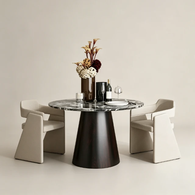 Modern Marble Dining Set with Sculptural Chairs 3d model