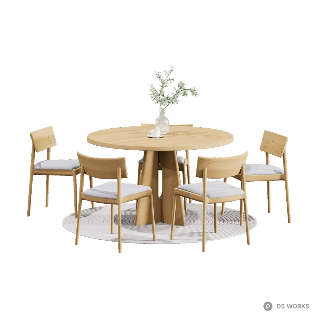 Minimalist table&chair combo 08 3d model - Image 1