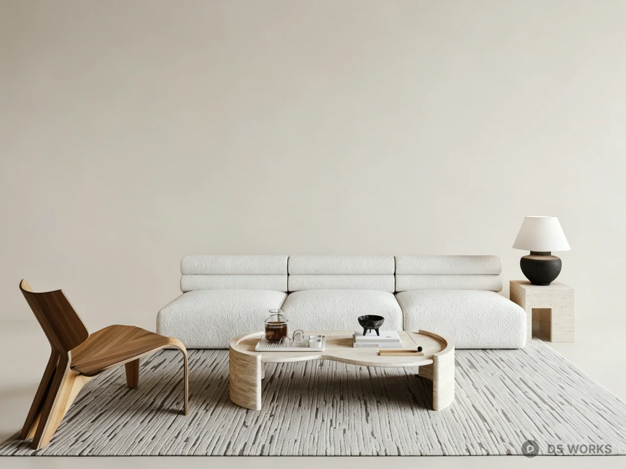 Minimalist Living Room Furniture Set 3d model - Image 1