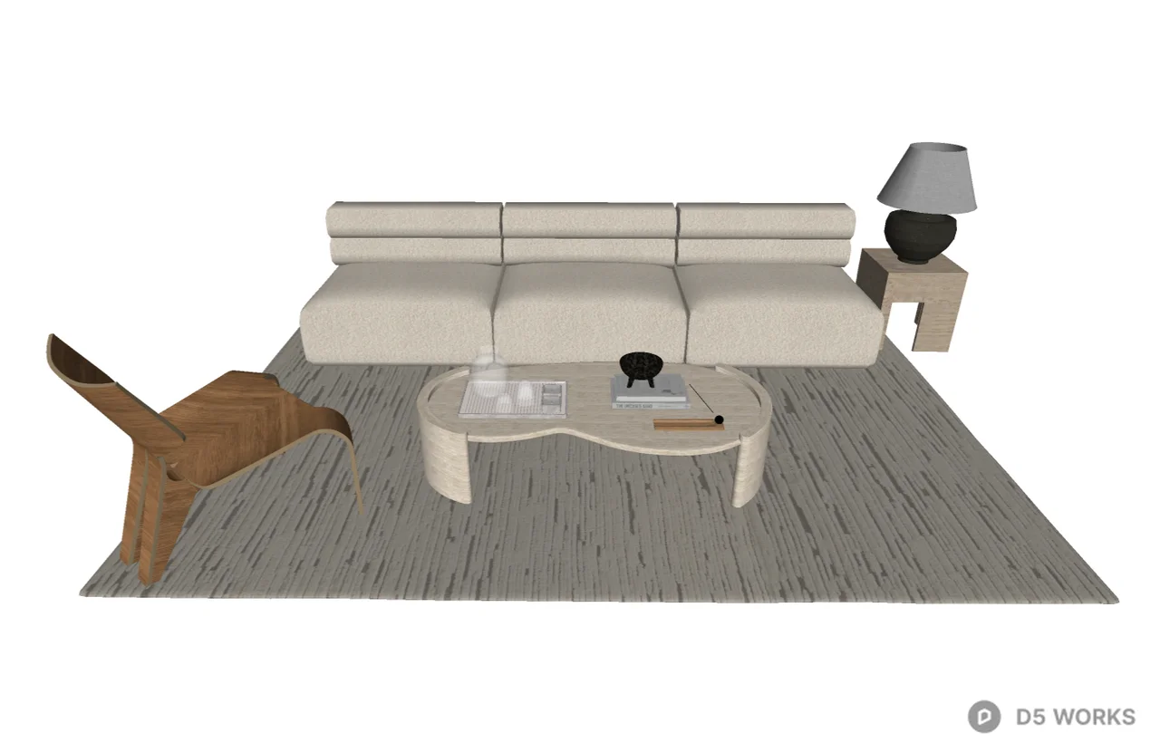 Minimalist  Living Room Furniture Set 3d model thumbnail 2