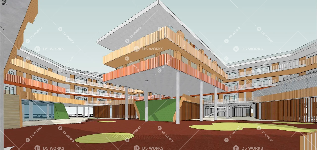 School Building 3d model thumbnail 4