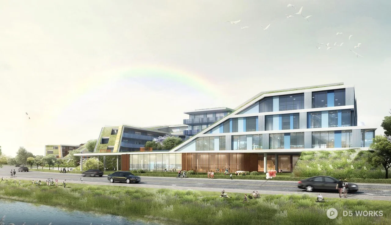 Modern Campus Landscape With Green Corridors 3d model thumbnail 5