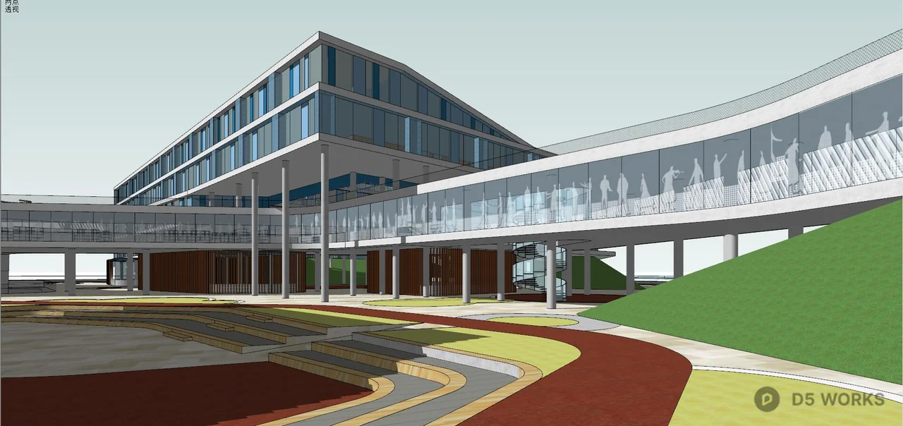 Modern Campus Landscape With Green Corridors 3d model thumbnail 7
