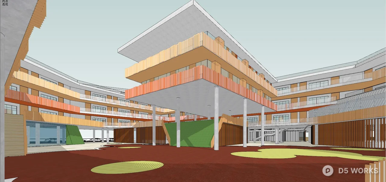 Modern Campus Landscape With Green Corridors 3d model thumbnail 4