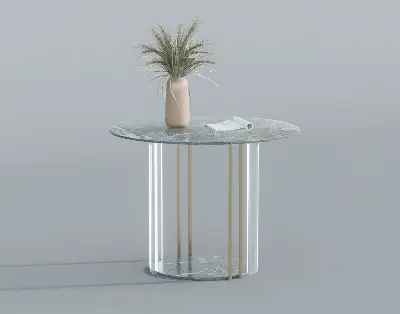 Minimalist Glass Side Table With Gold Legs 3d model