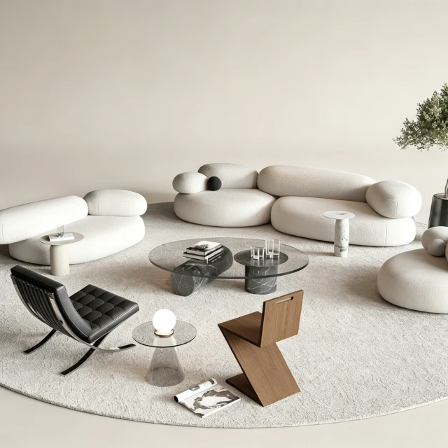 Modern Organic Curved Sofa and Lounge Furniture 3d model