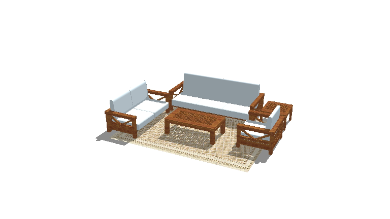 Chinese Sofa & Side Table Set
