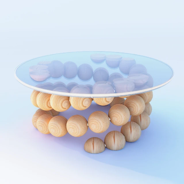 Artistic Spiral Wooden Sphere Coffee Table 3d model