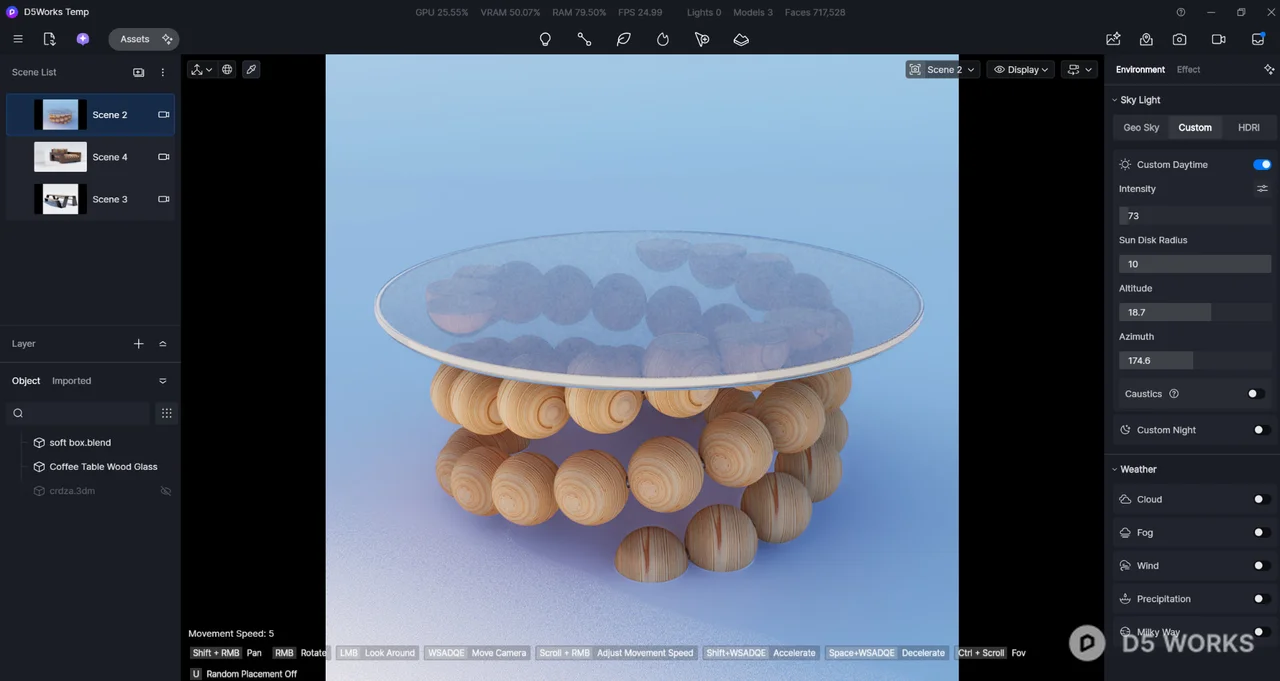 Artistic Spiral Wooden Sphere Coffee Table 3d model thumbnail 2