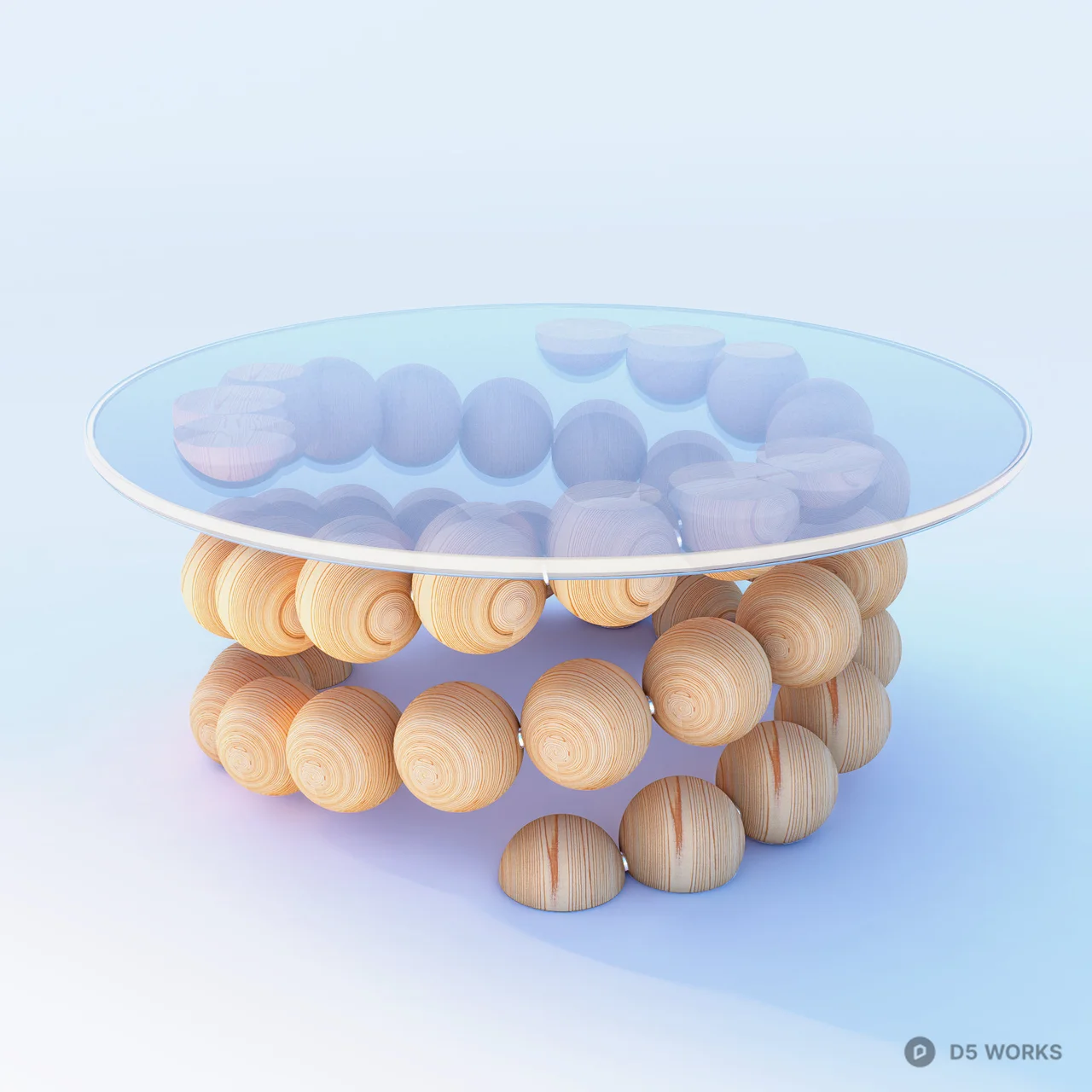 Artistic Spiral Wooden Sphere Coffee Table 3d model - Image 1