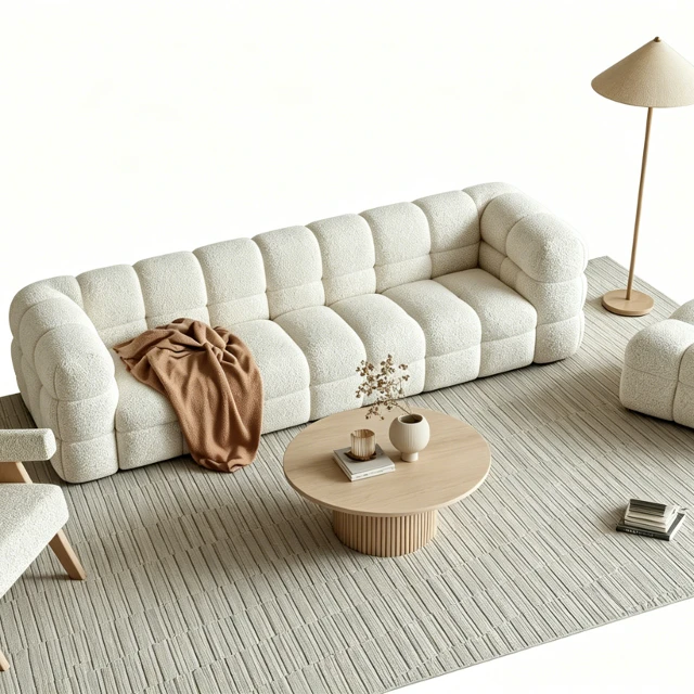 Modern Boucle Living Room Furniture Set 3d model