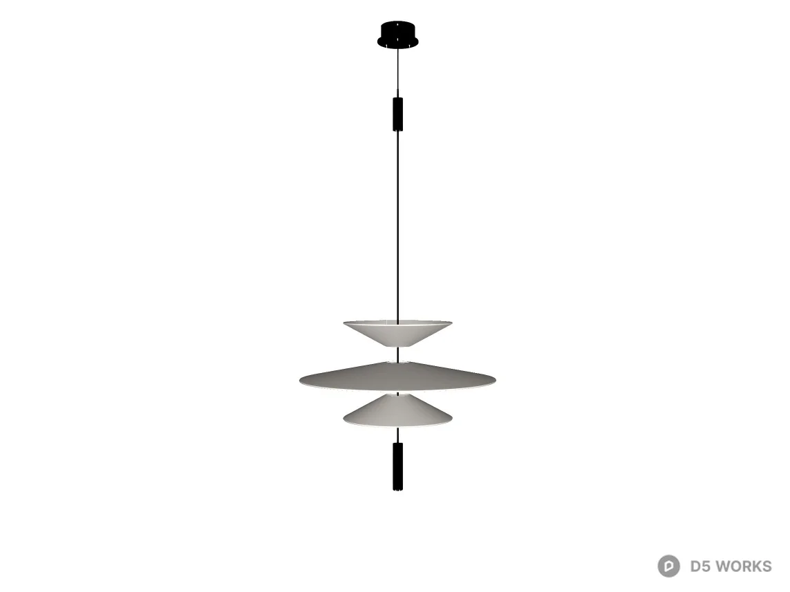 Minimalist Multi-Tier Disc Pendant Light 3d model thumbnail 2