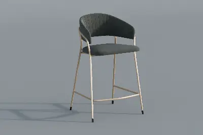 Metal Frame Bar Chair With Upholstered Seat 3d model