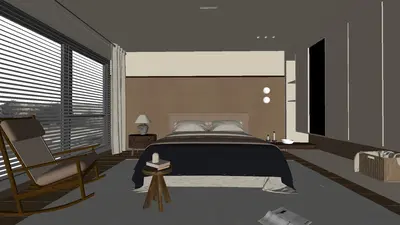 Mid-Century Modern Home Bedroom 3d model