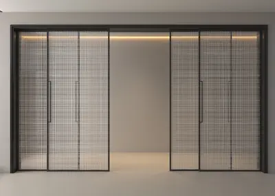 Modern Minimalist Grid Glass Sliding Door Partition 3d model