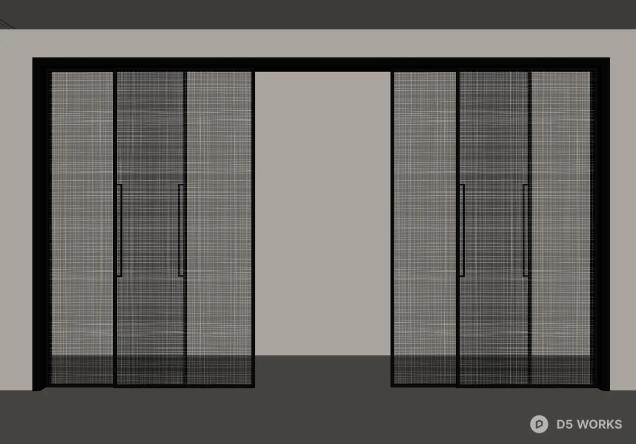Modern Minimalist Grid Glass Sliding Door Partition 3d model thumbnail 2