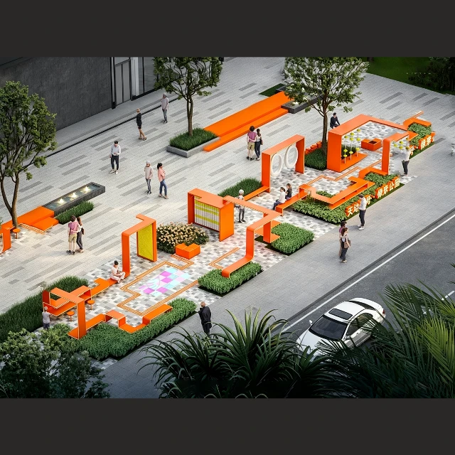 Modern Urban Orange Playground Installation 3d model
