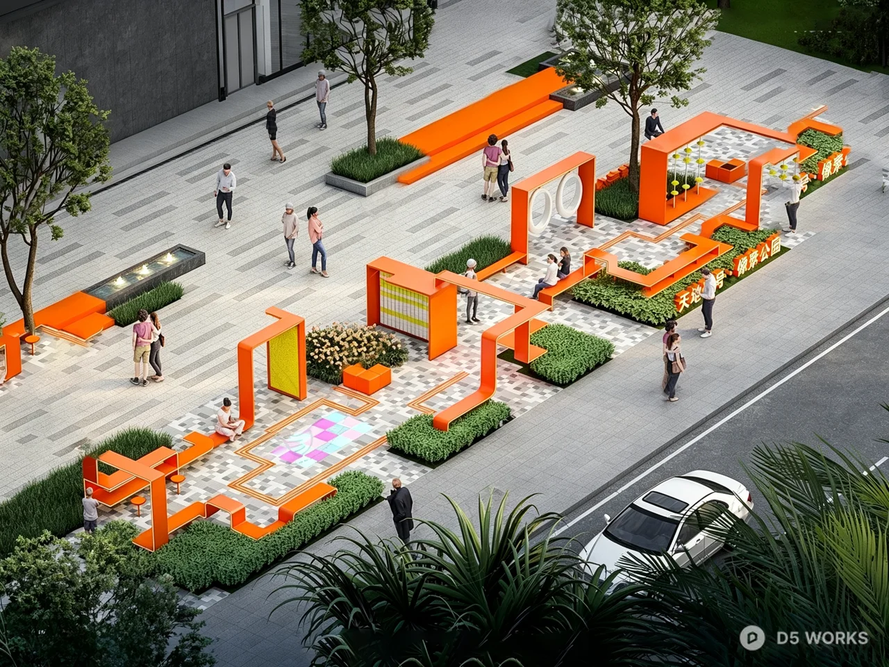 Modern Urban Orange Playground Installation 3d model - Image 1