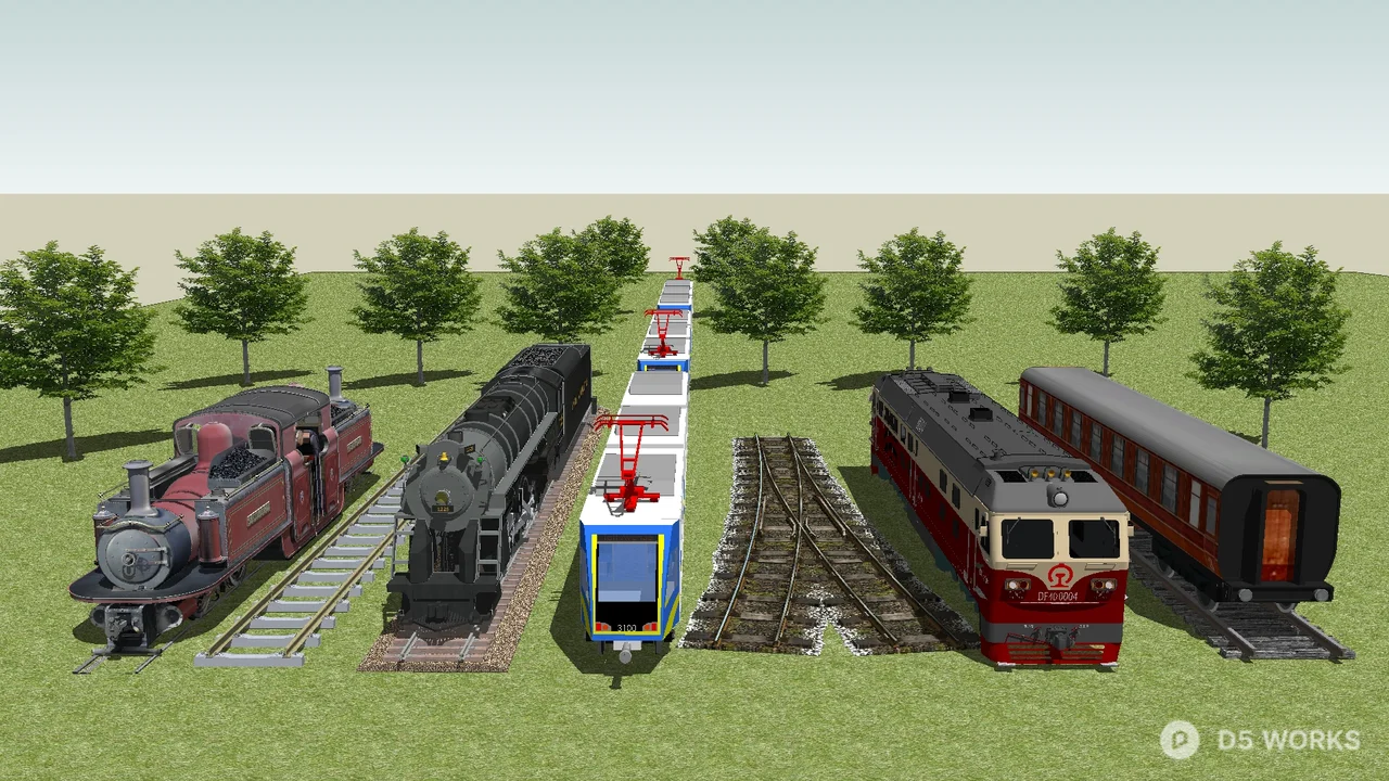 Vintage And Modern Train Collection 3d model - Image 1