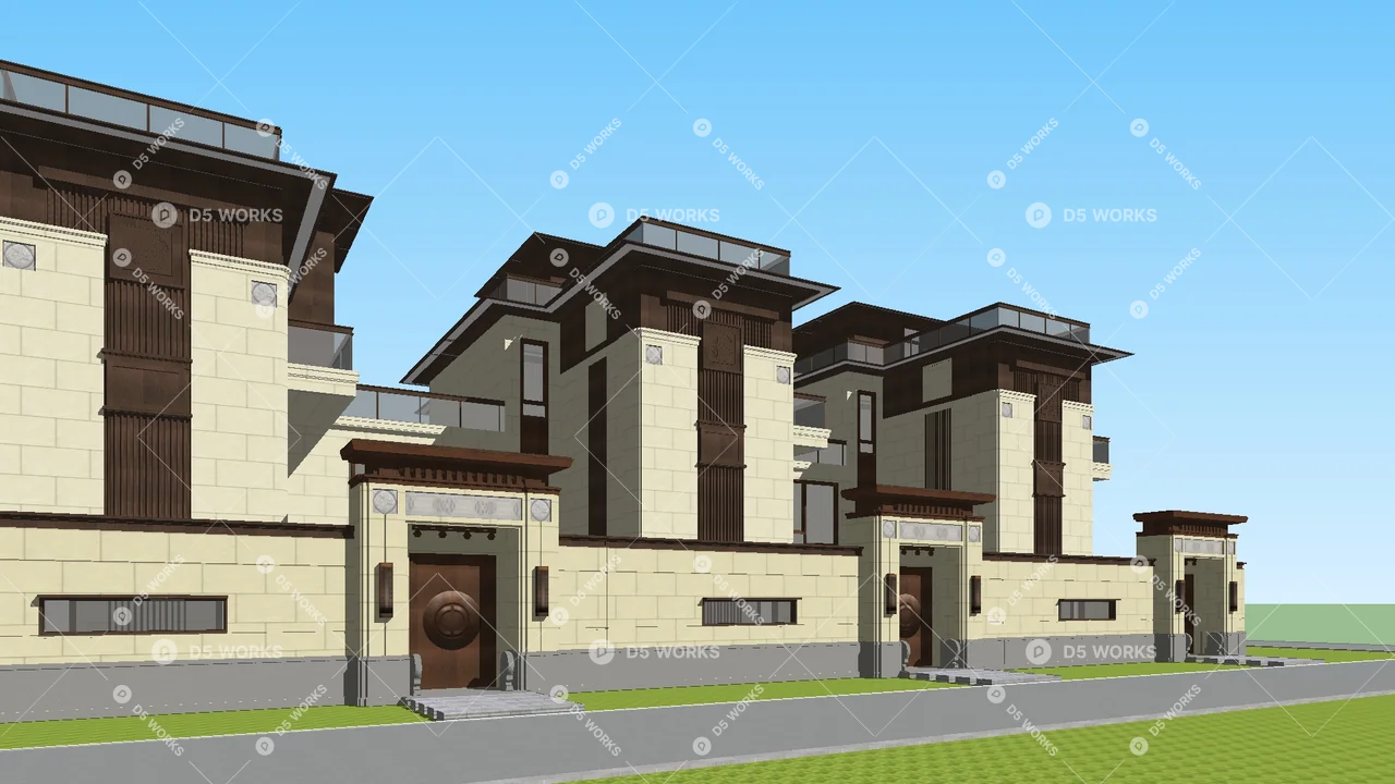 Townhouse 3d model thumbnail 2