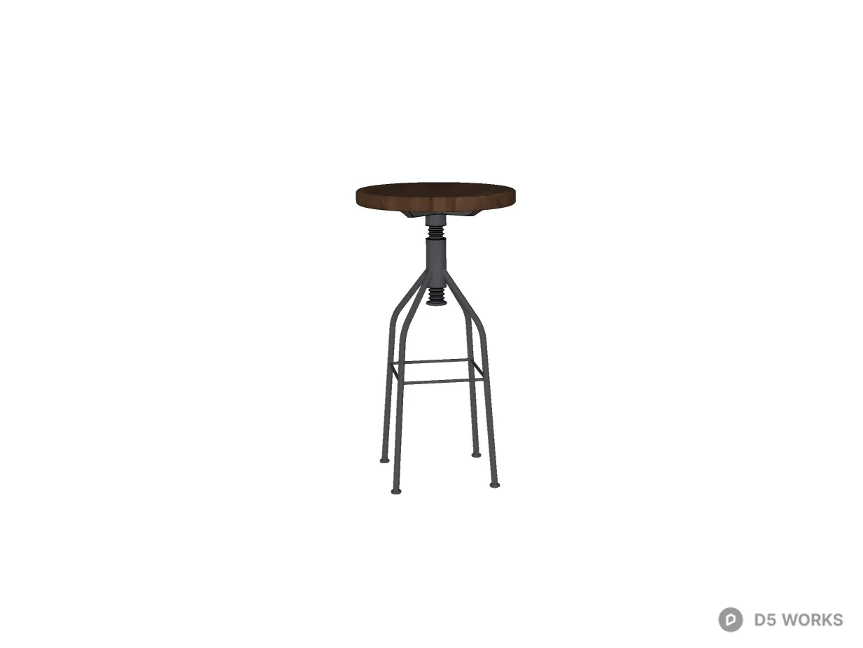 Industrial Adjustable Swivel Bar Stool 3d model thumbnail 2