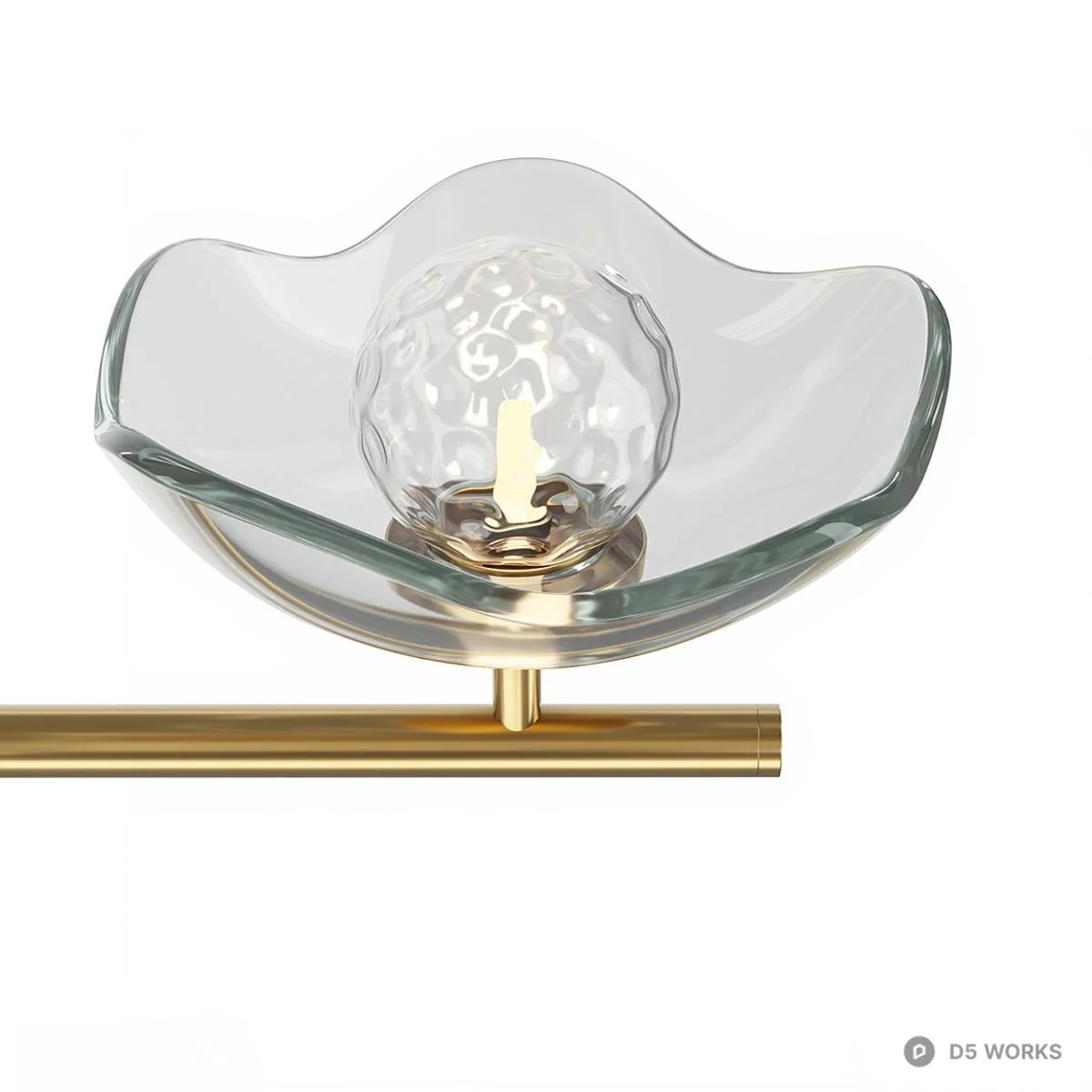 Floral Glass Pendant Light With Brass Frame 3d model thumbnail 2