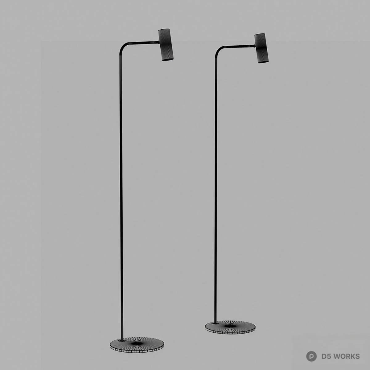 Minimalist Metal Floor Lamp 3d model thumbnail 2