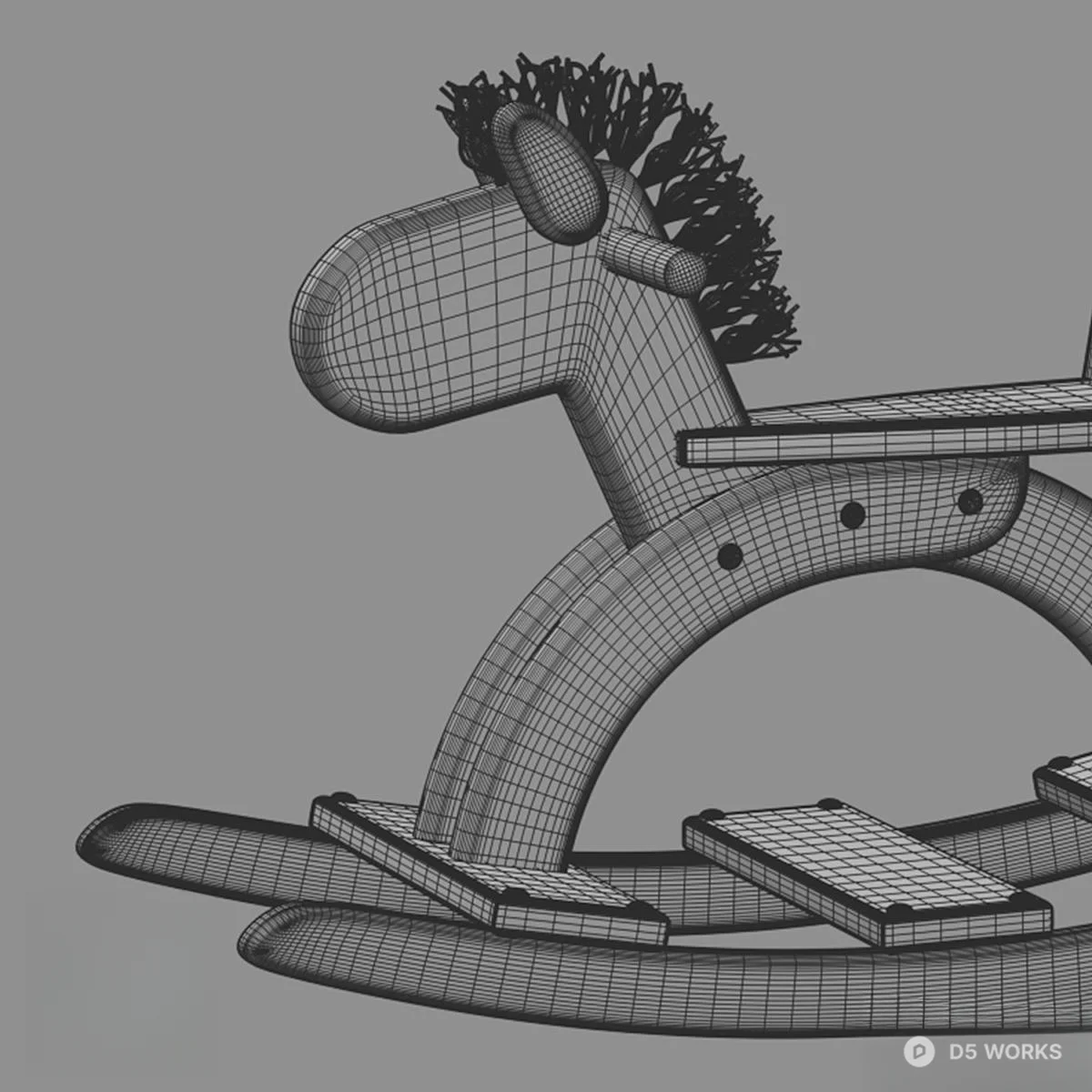 Nordic Style Rocking Horse 3d model thumbnail 3