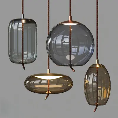 Modern Glass Pendant Lights Set 3d model