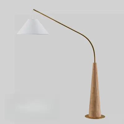 Wooden Base Arc Floor Lamp 3d model