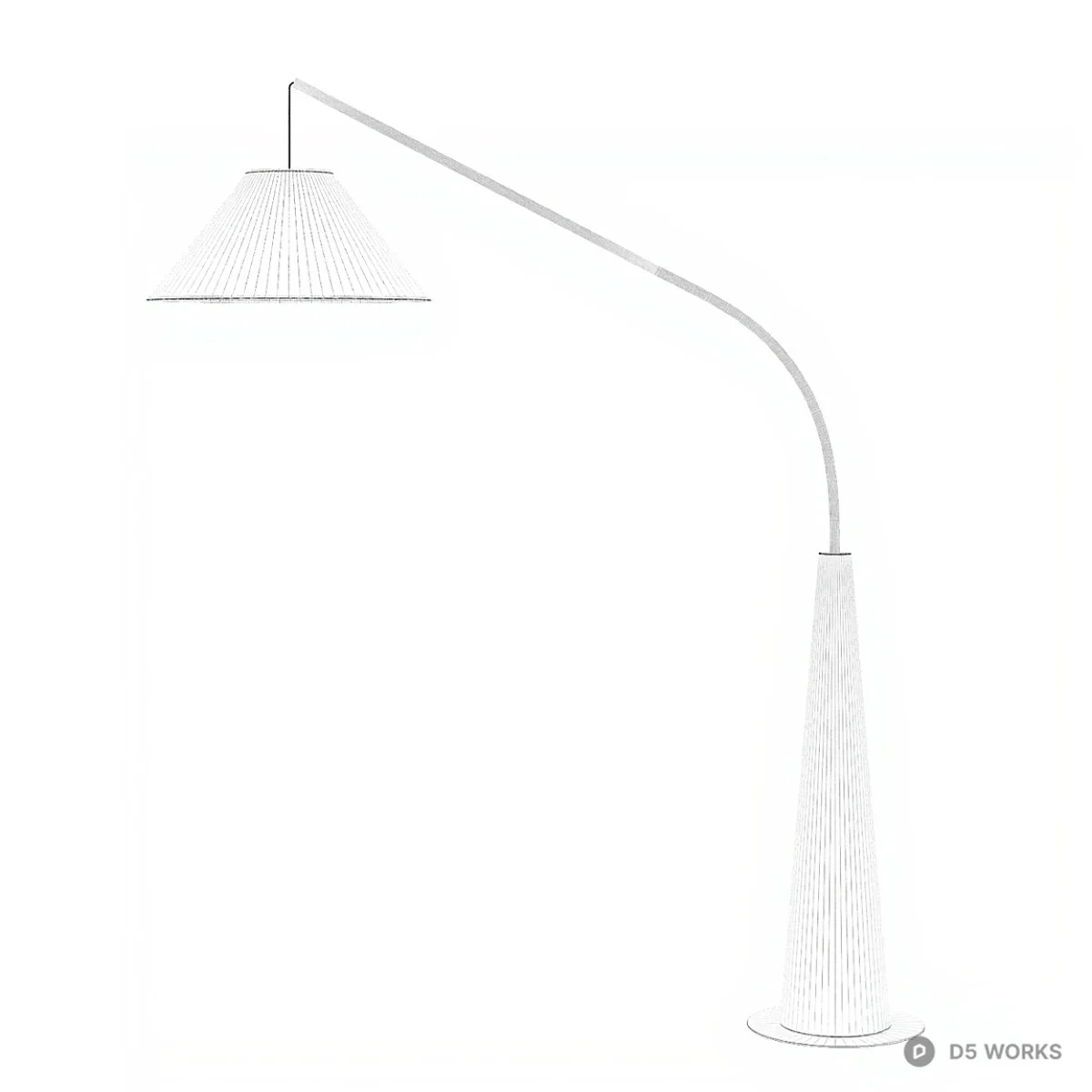 Wooden Base Arc Floor Lamp 3d model thumbnail 2