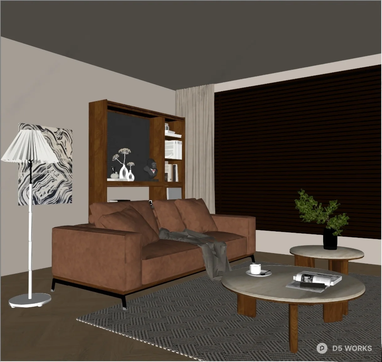 Modern Leather Sofa Living Room Corner 3d model thumbnail 2