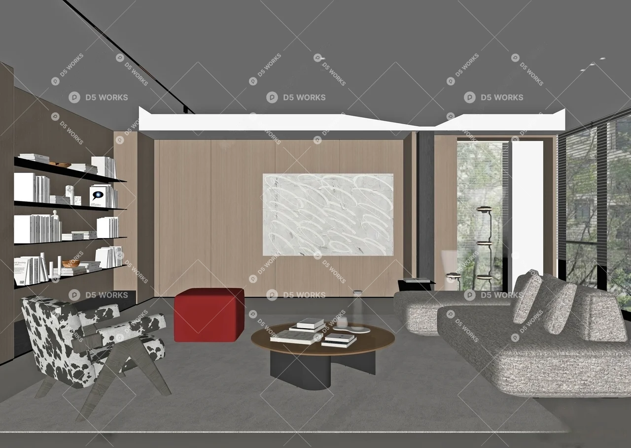 Minimalist Home Living Room 3d model thumbnail 2
