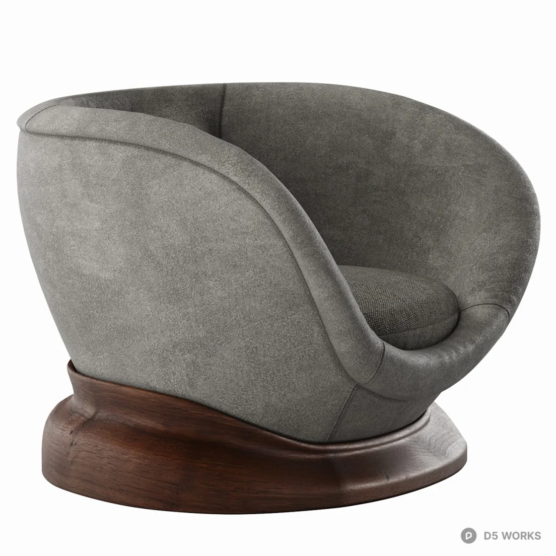 Swivel Armchair With Wooden Base 3d model thumbnail 2
