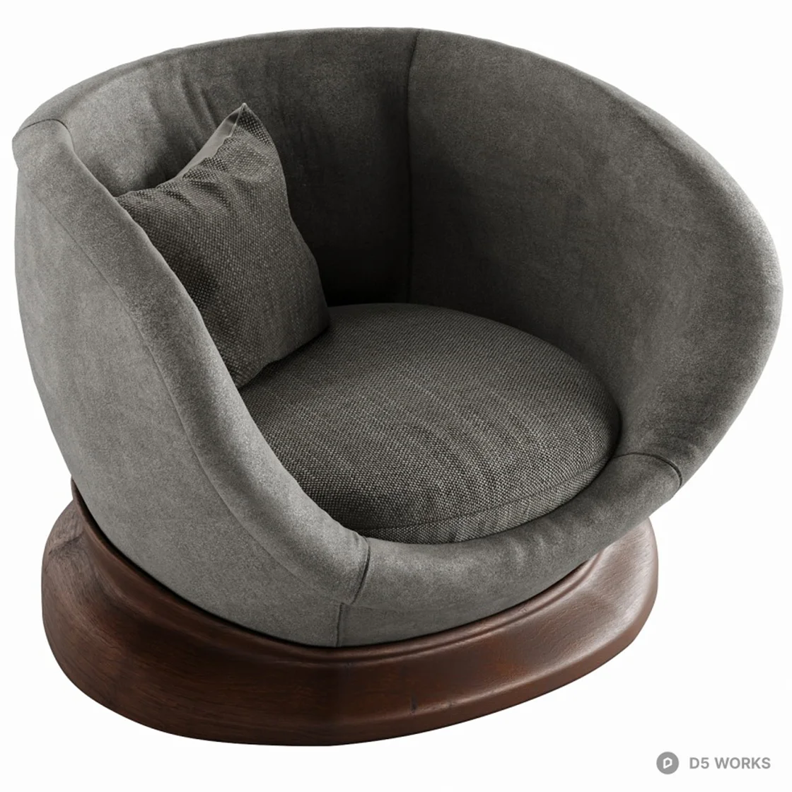 Swivel Armchair With Wooden Base 3d model - Image 1