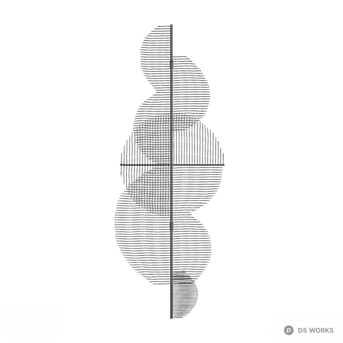Abstract Line Art Wall Installation 3d model thumbnail 3