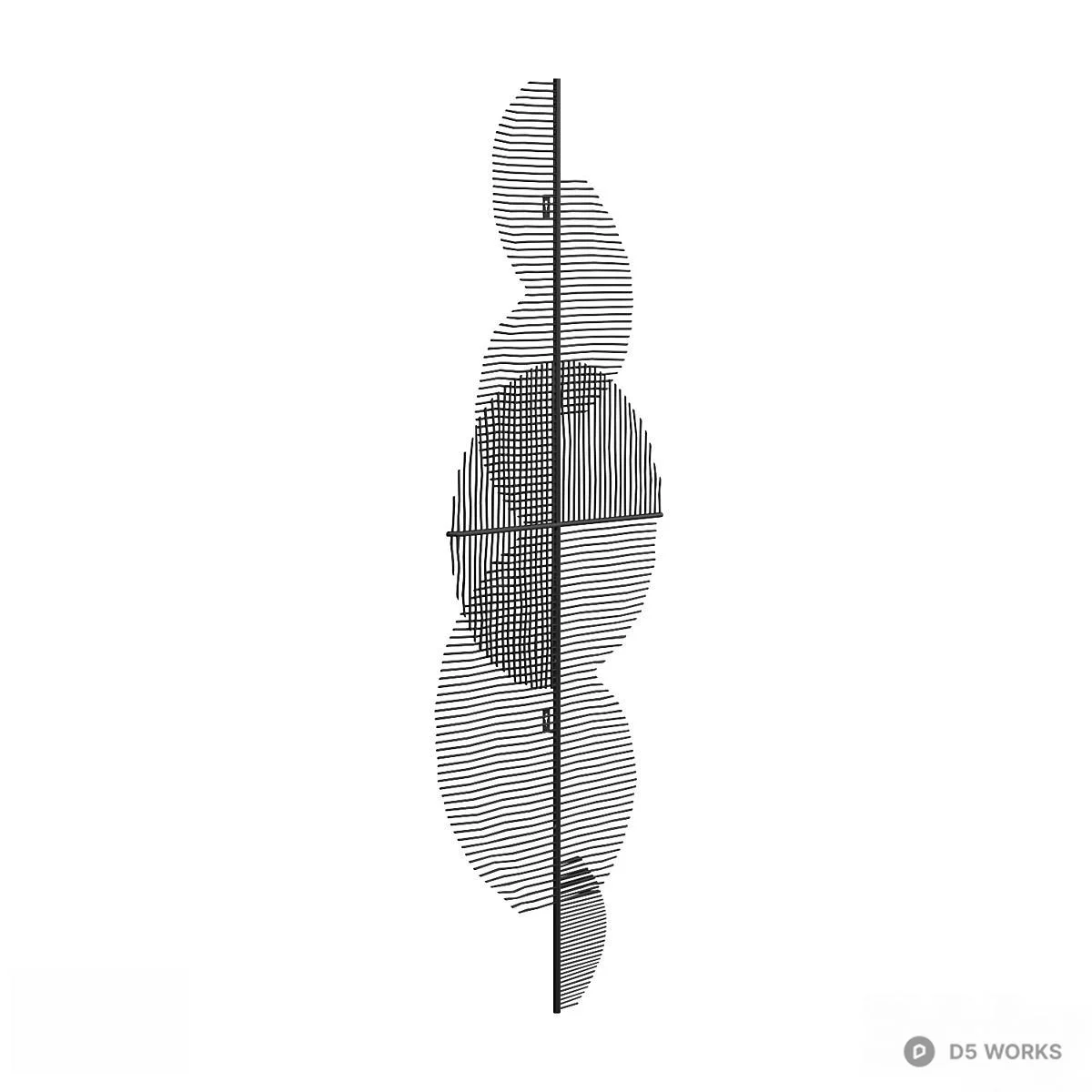Abstract Line Art Wall Installation 3d model thumbnail 2