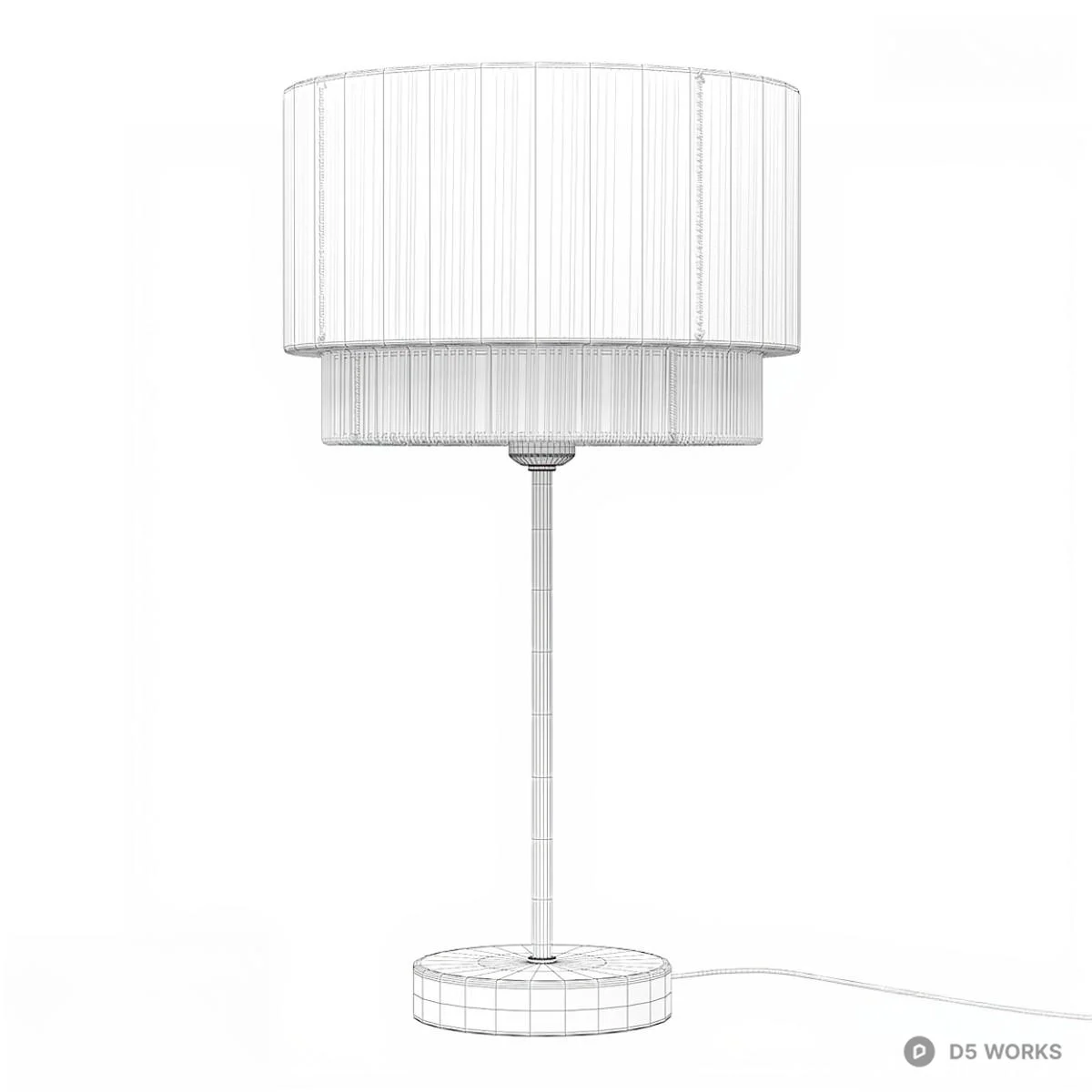Woven Rattan Shade Brass Table Lamp 3d model thumbnail 2
