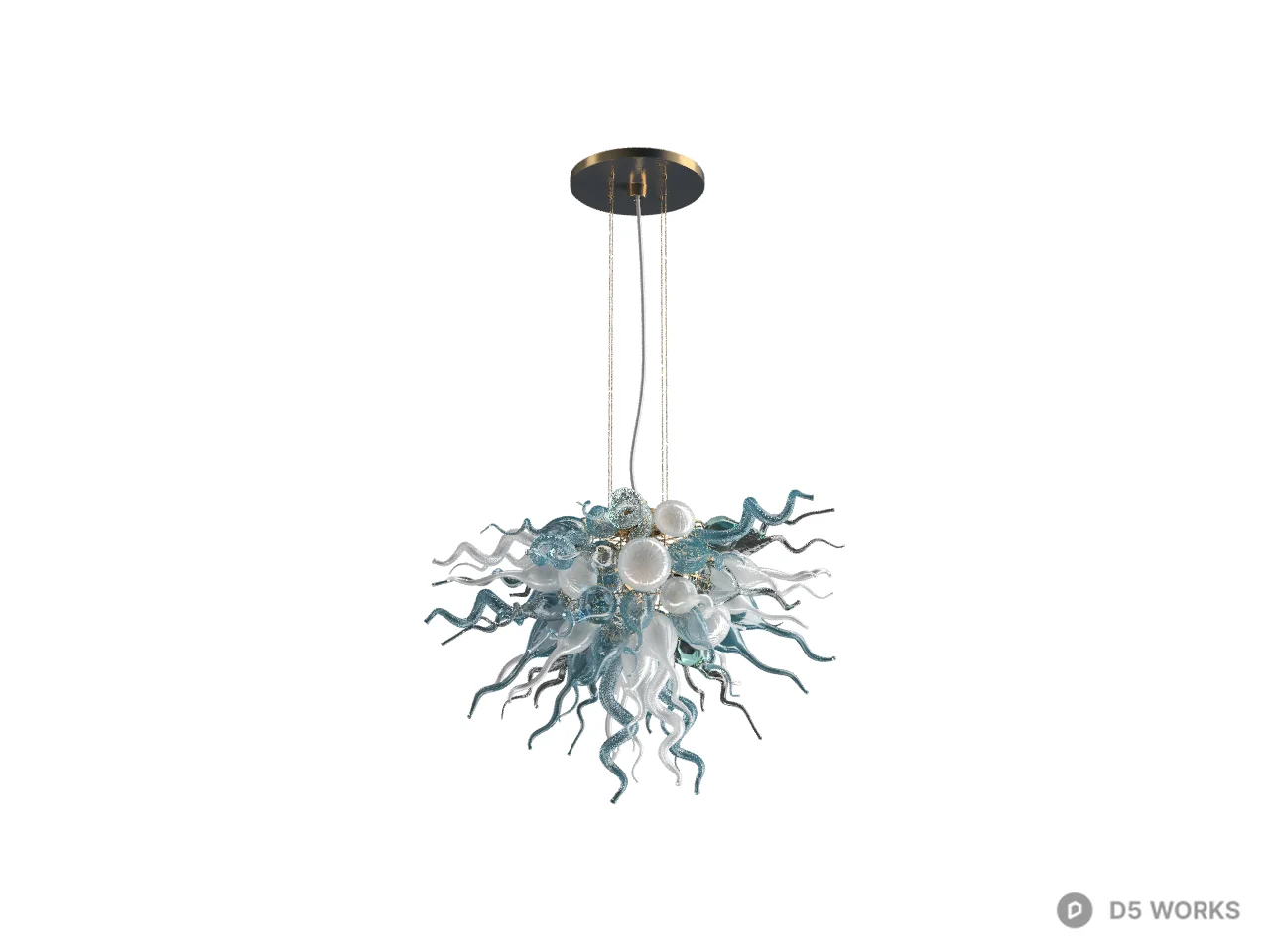 Crystal Chandelier With Ornate Floral Base 3d model - Image 1