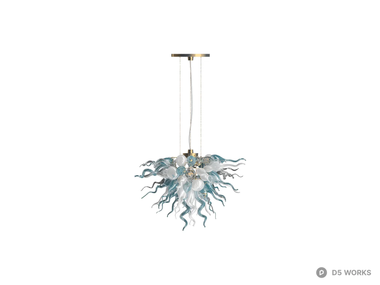 Crystal Chandelier With Ornate Floral Base 3d model thumbnail 2